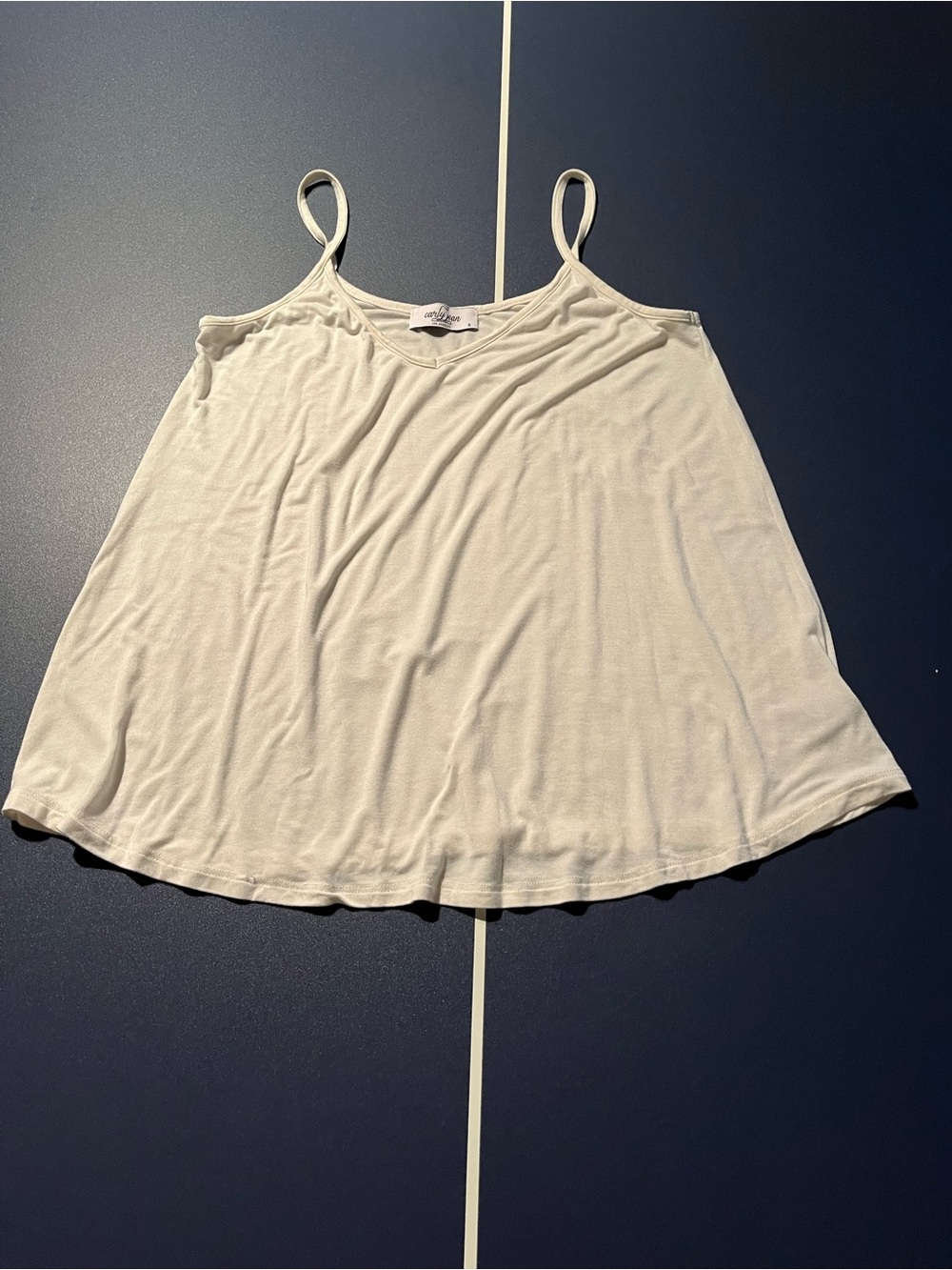Carly Jean Los Angeles White Spaghetti Strap Swing Tank